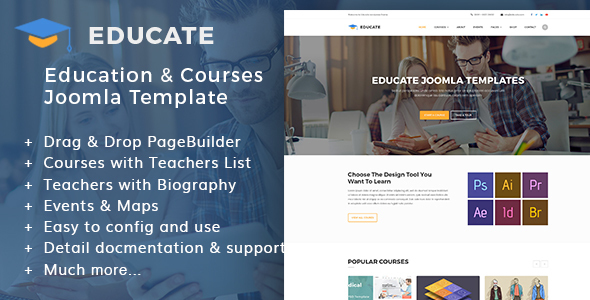 Educate | Education & Courses, Kindergartens Joomla Template