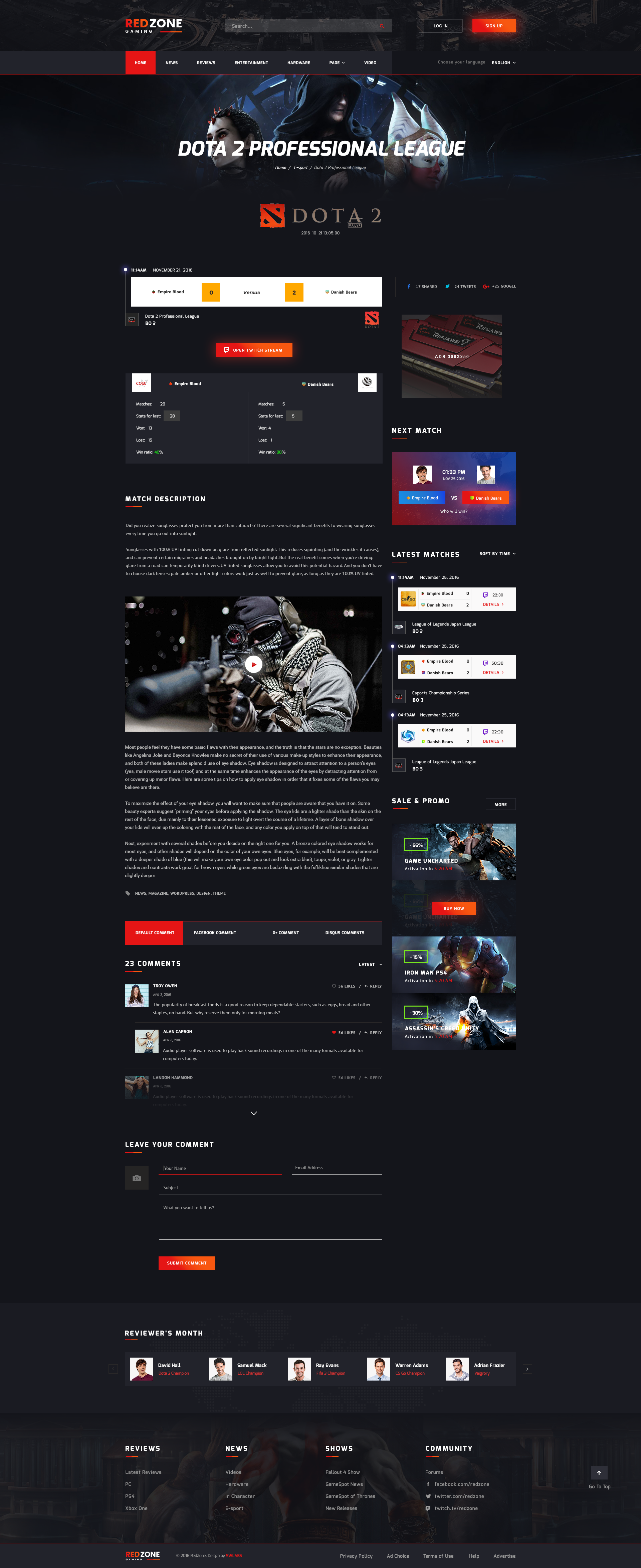 Red Zone Game Psd Template Blog Review Portal Community By Swlabsco Gaming Community Website Templates