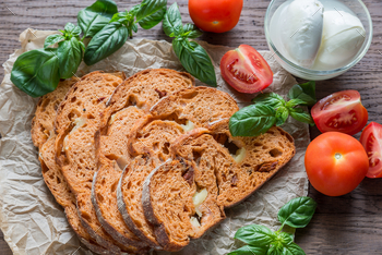 Photodune Slices of tomato bread with mozzarella 18753189