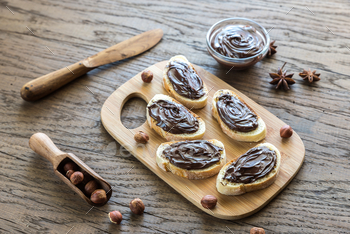 Photodune Slices of baguette with chocolate cream 18753207
