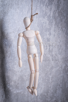 Photodune Wooden figure of human in a hangmans loop 18769813