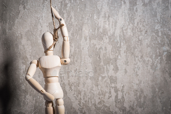 Photodune Wooden figure of human in a hangmans loop 18769820