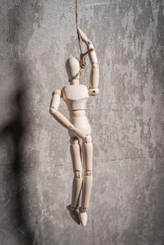 Photodune Wooden figure of human in a hangmans loop 18769821