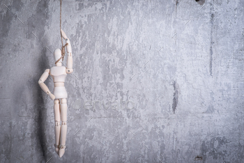 Photodune Wooden figure of human in a hangmans loop 18780139