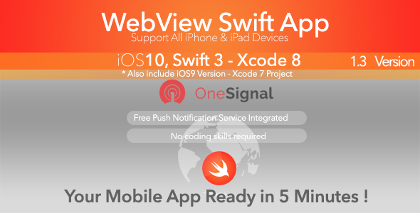 WebView Swift App - Push Notification , Swift 3 - CodeCanyon Item for Sale