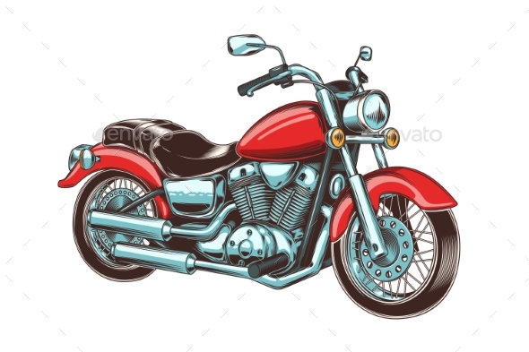 Hand-Drawn Vintage Motorcycle Classic Chopper