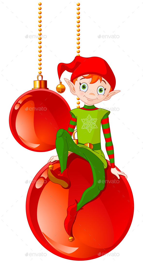 Christmas Elf Sitting On Ball