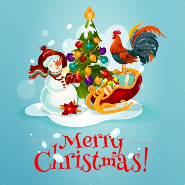 Christmas Tree, Snowman, Gift Greeting Card Design