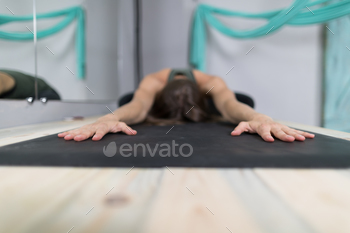 Photodune Woman Doing Yoga Exercises In Gym, Sport Fitness Girl Training Stretching 18831595