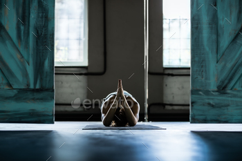 Photodune Woman Doing Yoga Exercises In Gym, Sport Fitness Girl Training Stretching 18831880