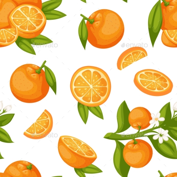 Orange Fruit Seamless Pattern Vector.