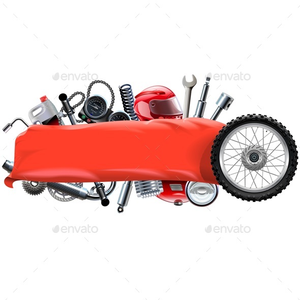 Vector Banner with Motorcycle Spares