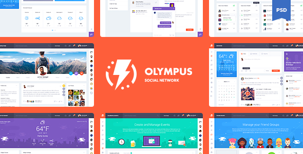 Olympus Social Network Psd Template By Odin Design Themeforest Social Network Website Design Template