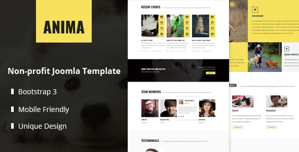 Anima - Responsive Pet Rescue and Shelter Joomla Template