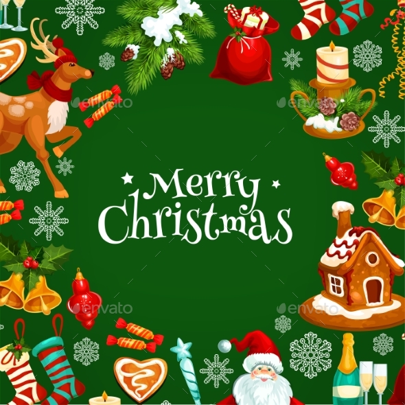 Merry Christmas Greeting Card or Poster Design