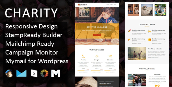 Charity - Responsive Email Template + Stampready Online Builder Access