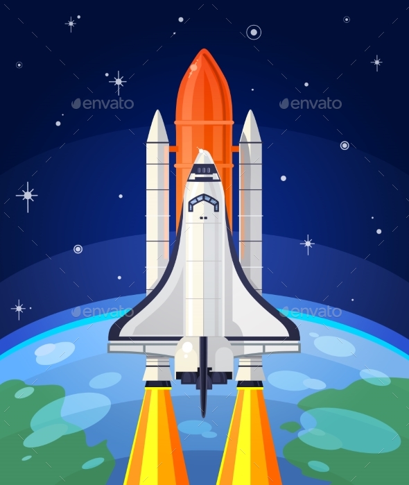 Vector Illustration of a Space Rocket Launch