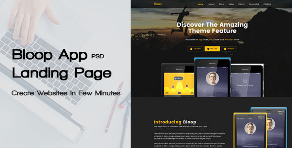 Bloop - PSD App Landing Page