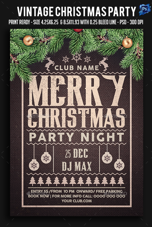 Vintage Christmas Party Flyer