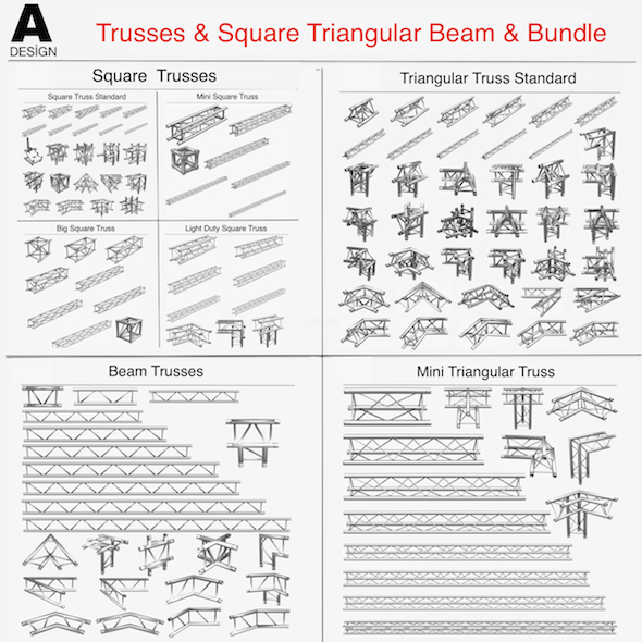 3DOcean Trusses Square Triangular Beam Bundle 19034085 3DOcean Trusses Square Triangular Beam Bundle 19034085