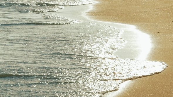 Videohive Soft Sea Waves Rushing on Sandy Beach on Sunset 19051935