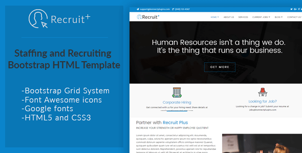 Recruit Plus Staffing and Recruiting HTML Template