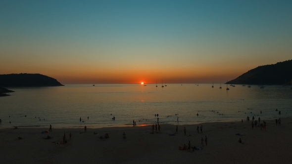 Videohive Aerial: Beautiful Sunset on the Beach 19067686