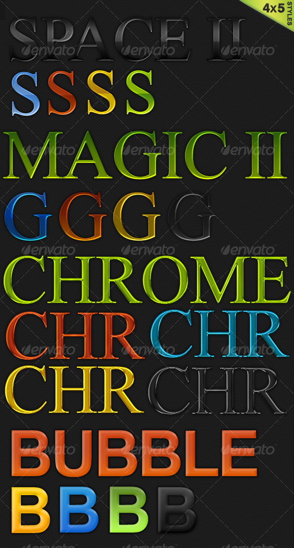 4x5 Color Styles (Space, Chrome...) - Text Effects Styles