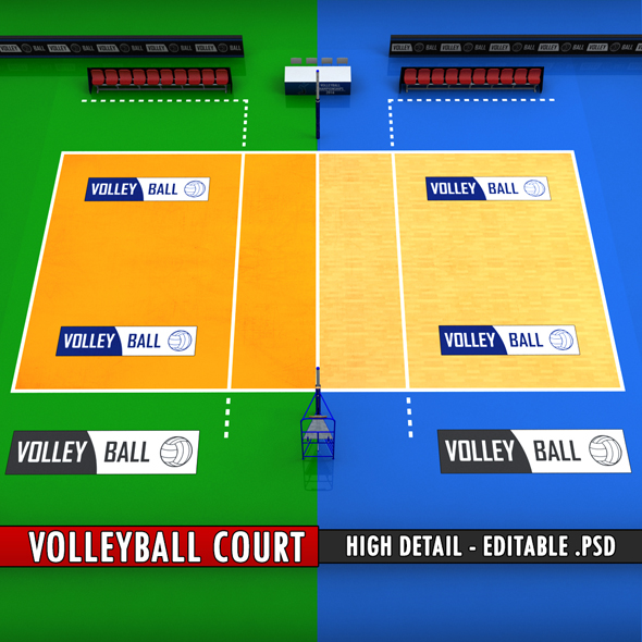 Volleyball court high detail low poly - 3DOcean Item for Sale