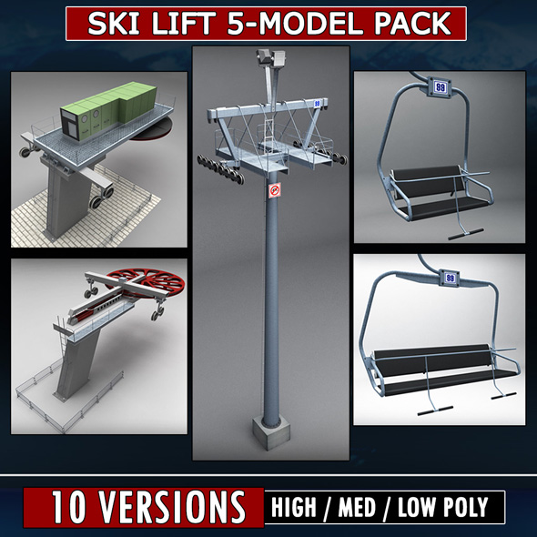Ski lift mountain winter pack - 3DOcean Item for Sale