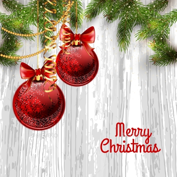 Christmas Card Background with Fir Tree and