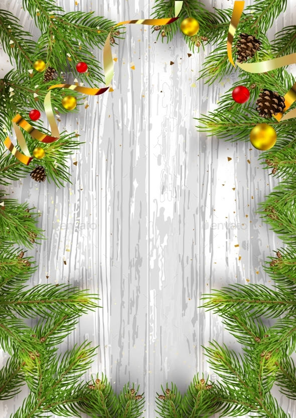 Christmas Card Background with Fir Tree