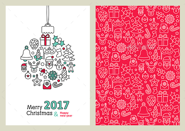 Merry Christmas Card. Happy New Year 2017