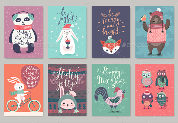 Christmas Animals Card Set