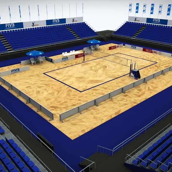 Volleyball beach court stadium high detail - 3DOcean Item for Sale