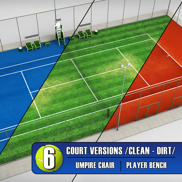 Tennis court stadium arena pack - 3DOcean Item for Sale