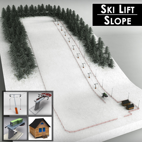 3DOcean Ski slope lift mountain pack 19116944