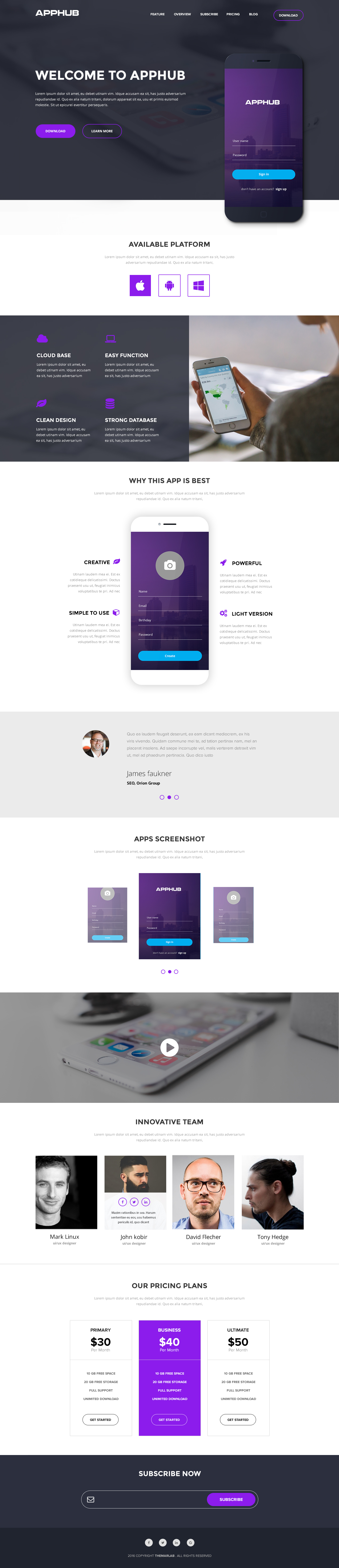 Apphub Landing Page Psd Template by themarlab | ThemeForest