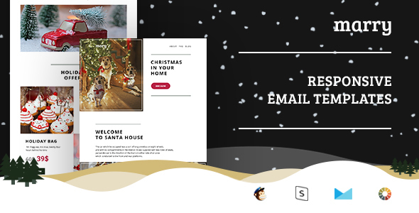 Merry - Christmas Email Templates Set + StampReady Builder