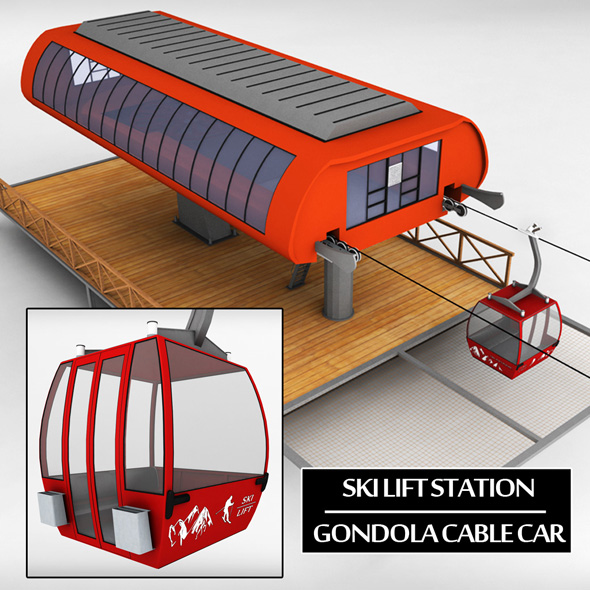 Ski lift station gondola cable car - 3DOcean Item for Sale