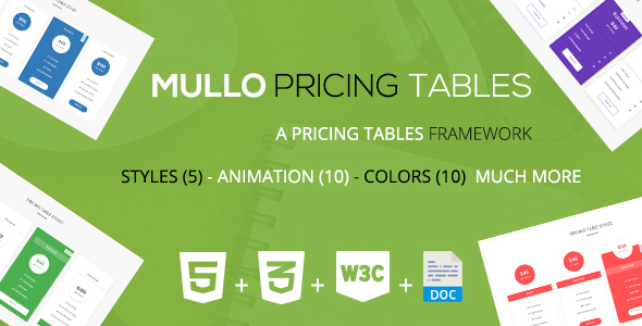 Mullo - A Pricing Tables Framework