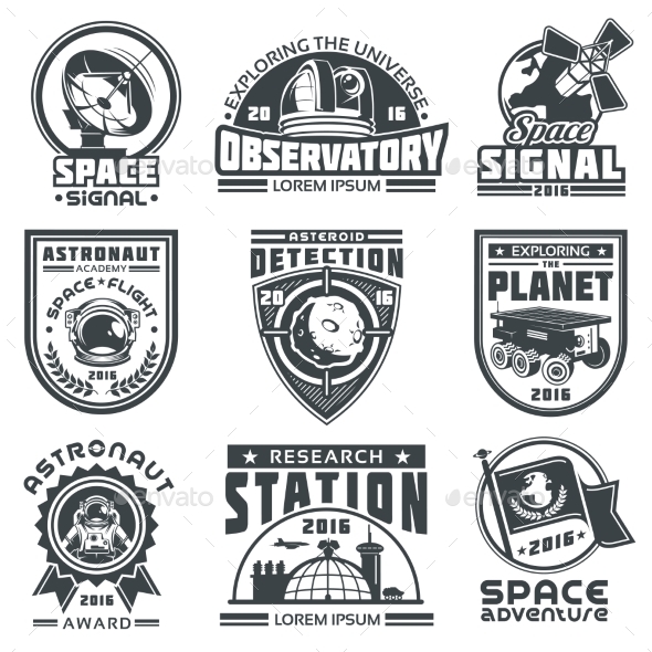 Set of Vector Badges Space