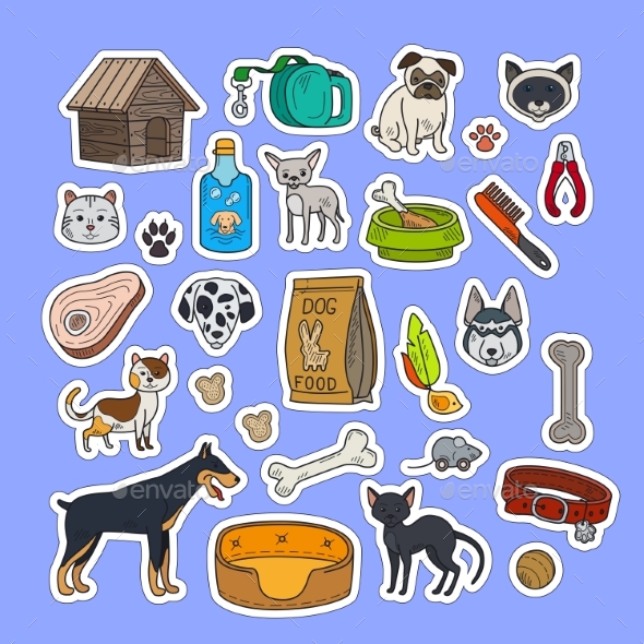 Cats and Dogs Colorful Stickers