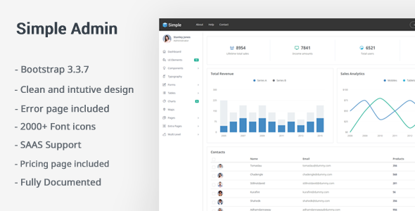 SimpleAdmin - Responsive Admin Template