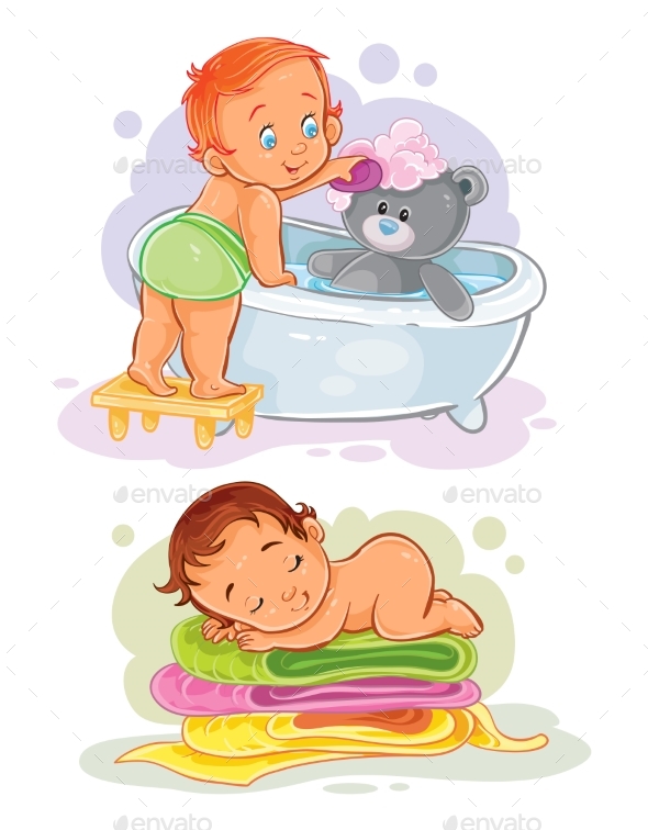 Two Vector Clip Art Illustrations with Kids