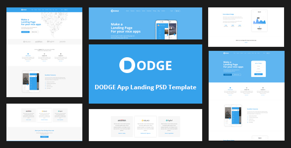 DODGE App Landing PSD Template