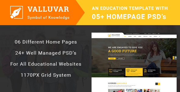 Valluvar - Education Multipurpose PSD Template