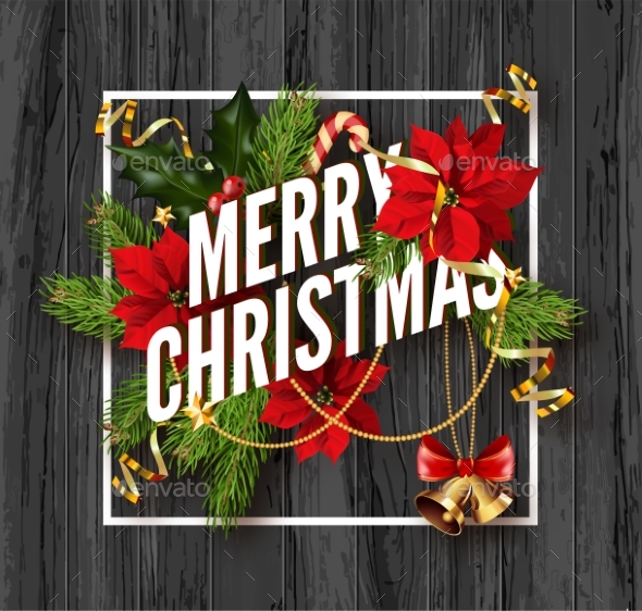 Merry Christmas Greeting Card Template.