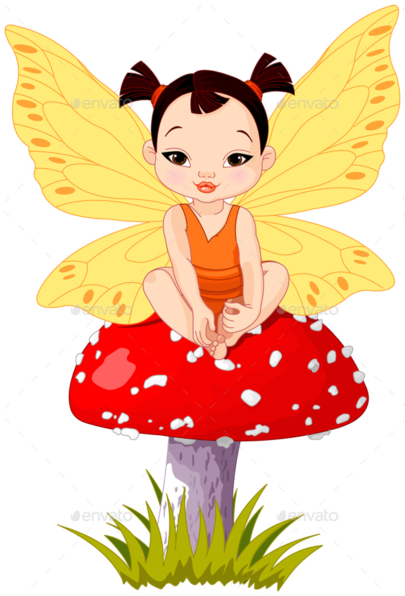 Baby Fairy on Mushroom