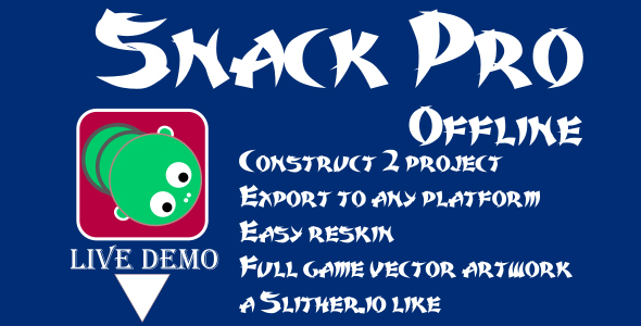 Snack Mobile Pro (AdMob, Leaderboard, IAP) - a Slither.io like